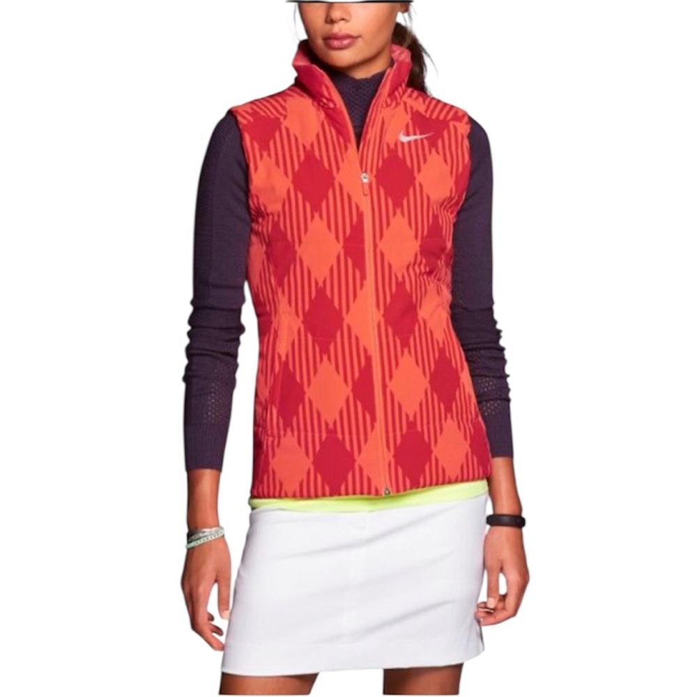 Nike Golf Sport DWR Quilted Plaid Argyle Zip Front Puffer Vest Women’s Size S🔥 - Picture 11 of 11